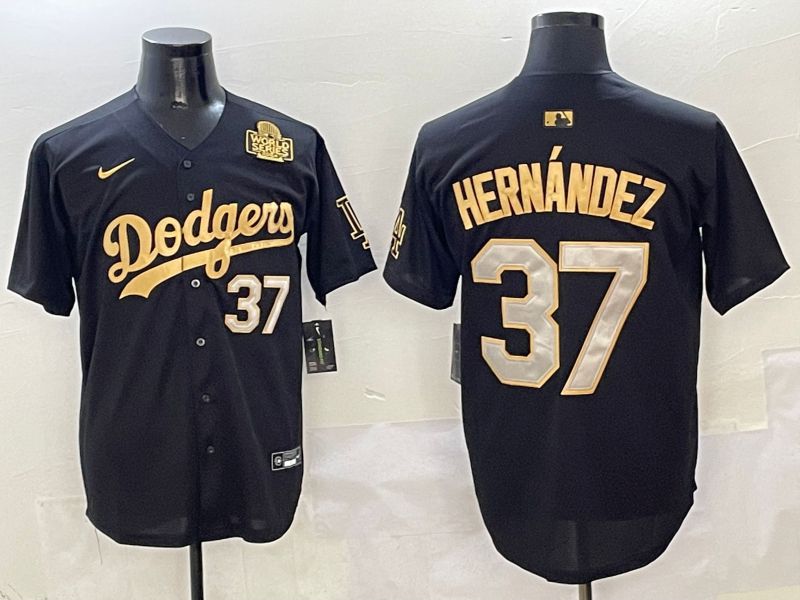 Men Los Angeles Dodgers #37 Hernandez Black Gold Game Nike 2025 MLB Jersey style 7->los angeles dodgers->MLB Jersey